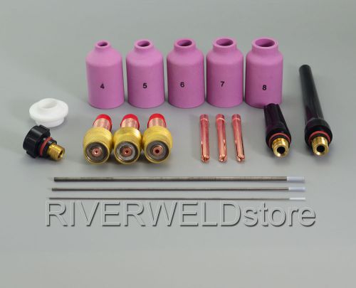Tig welding torch gas lens kit 0.8% zirconiated tungsten wp-17 wp-18 wp-26 18pk for sale