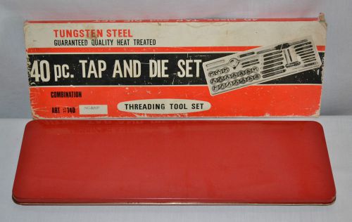 Vintage 40 Piece Tap and Die Set - Tungsten Steel - Art. #140 - NC &amp; NF - Clean