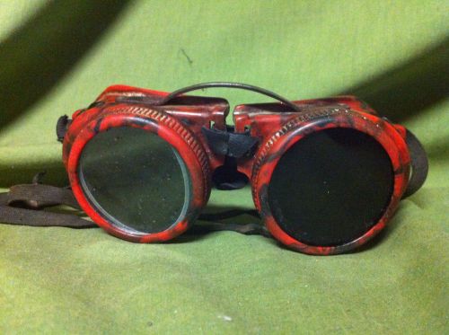 Vintage Red Swirl Safety Welding Goggles Steam Punk