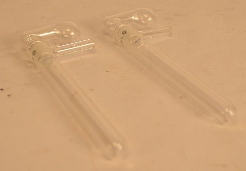 Lot of 2 Fisher 150mm Test Tubes Side Arm 14/20 Ground Joint Glass Pouch Lab