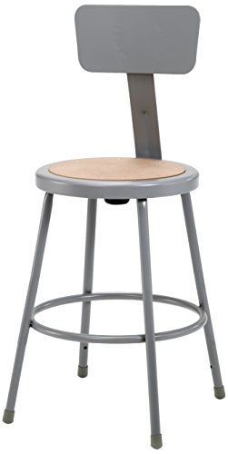 National Public Seating 6224B Steel Stool with 24&#034; Hardboard Seat and Backrest,