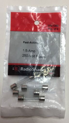 RadioShack 1.5A 250V FAST-ACTING 1 1/4 X 1/4 &#034; GLASS FUSE (4-PACK) #270-1006 NEW
