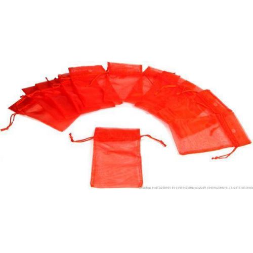 12 Red Organza Drawstring Jewelry Pouches 5&#034;