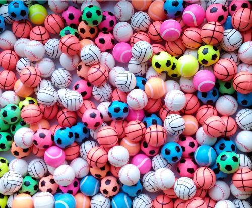 27 mm Sports Bouncy Balls Assorted, 250 count, Bright Colors, For Vending etc