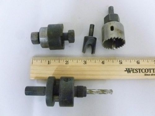 Cutting tools-1 1/8&#034; punch #727-capewell holesaw arbor cat#s2-1 1/4&#034; holesaw-etc for sale