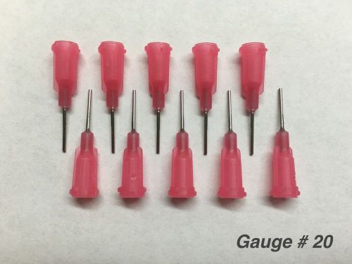 Lot of 10 1/2&#034; Dispensing Needles Gauge # 20  - for 30cc and 10cc Syringes
