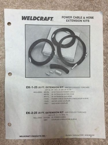 Weldcraft ek-1-25,25 ft power cable&amp;hose extension kit for water cooled torches for sale