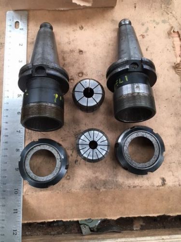Two (2) cat 40 er40x3.359 collet chucks w/nuts and collets for sale