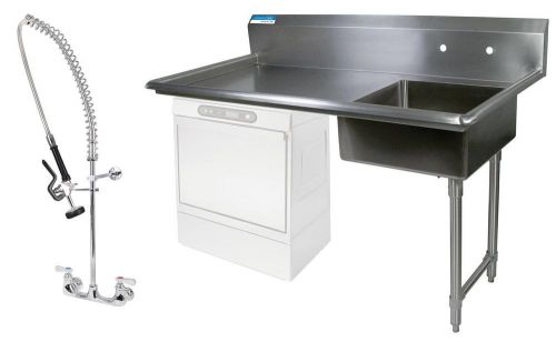 Bk resources 50&#034; undercounter soiled dishtable right w/ pre-rinse faucet - bkucd for sale