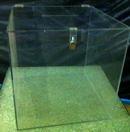 Large clear petg ballot box with cam lock and key 14&#034; for sale