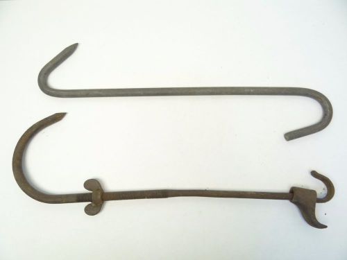 Mixed lot of two industrial metal butchers hanging meat hooks hangers parts used for sale
