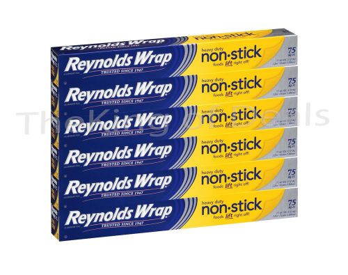 (PACK 6) Reynolds Wrap Heavy Duty Non-stick Aluminum Foil 75 Sq. Ft. Each