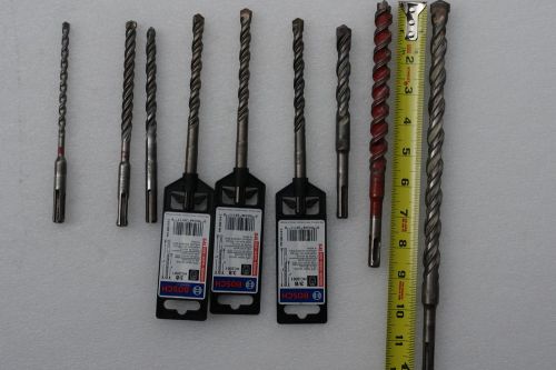 Bosch + Hilti Rotary Hammer Drill Bits  two 5/8&#034;, one 1/2&#034;, five 3/8&#034;(3 new one)