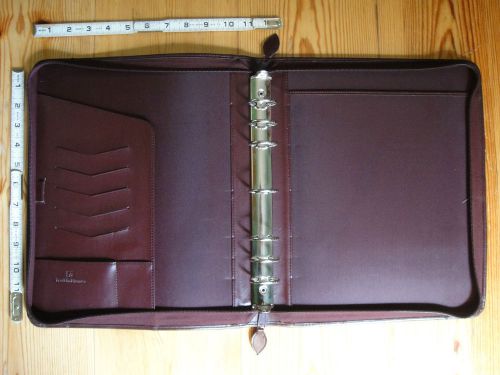 Franklin Covey Red Leather Planner Organizer Zip 7 Ring 12&#034; x 13.5&#034; Portable