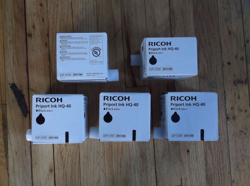 5 GENUINE Ricoh HQ40 893188 BLACK Duplicator Ink for DX4542 DX4545 JP4500 Savin