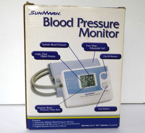 SunMark Blood Pressure Pulse Rate Monitor Model 175 Automatic Inflation MSRP $80
