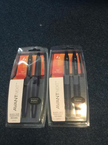 Staples AVANT NEXT Avant GEL Pens Black 0.5 mm 22879 LOT OF 4 SEALED &amp; NEW