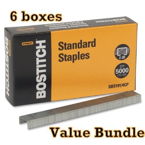 Bostitch office value pack of 6 stanley bostitch premium standard staples, 1/4 for sale