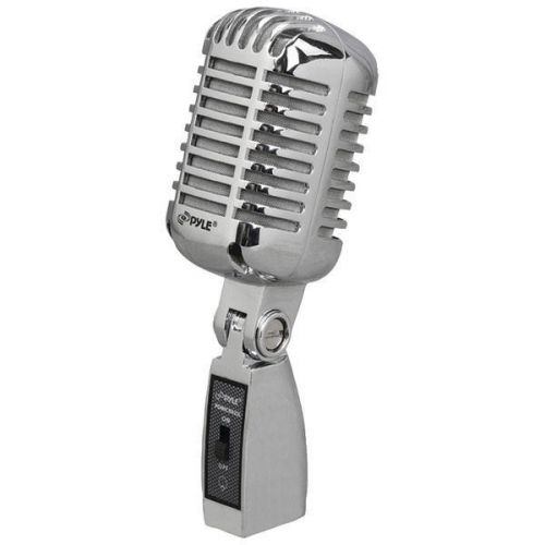Pyle PDMICR42SL Classic Retro Vintage-Style Dynamic Vocal Microphone Silver