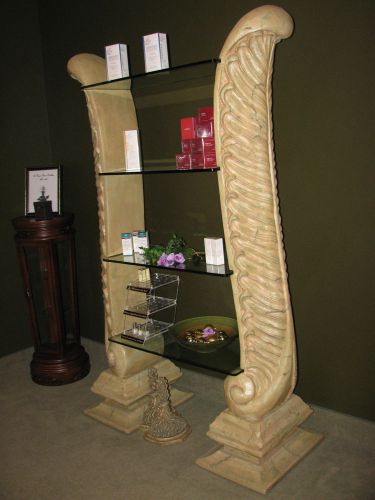 4 Thick Glass Shelve Custom Retail Display / Stone Beige Off White Color/Roman