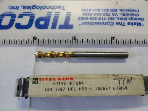 Titex 11/64&#034; TiN Coated Screw Machine Drill Bit, 766687