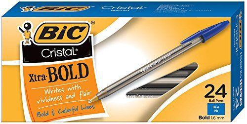 BIC Cristal Xtra Bold Ball Pen, Bold Point (1.6 mm), Blue, 24-Count