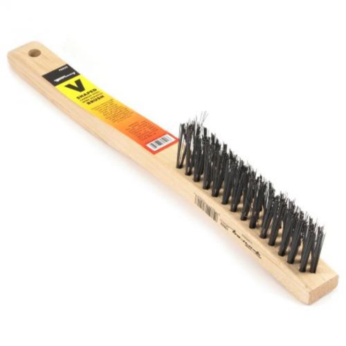 13-3/4&#034;X.014&#034; Wire Scratch Brush, V-Groove, Carbon Steel With Wood Handle Forney
