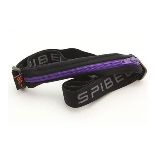 SPIbelt Original Small Personal Item Belt, Black Fabric/Purple Zipper, Logo Band