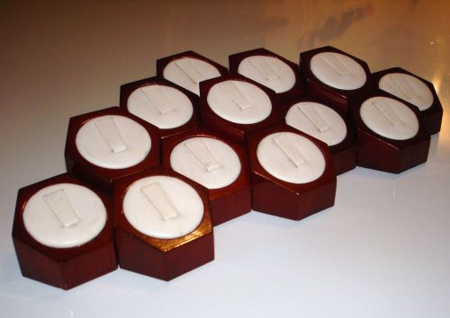 Lot of 13 Ring Jewelry Showcase Display Stands  Wood Grain Look Sextagon Quality