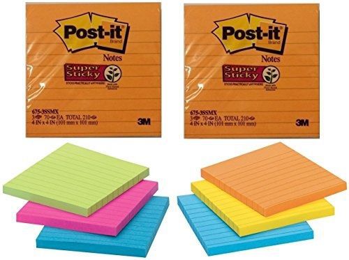 Post-it Notes, Super Sticky Pad, 4 Inches x 4 Inches, Assorted Colors, Total 420