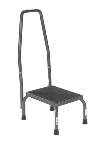 Drive Medical 13031-1SV Foot Stool with Handrail Steel Welded with Rubber Tips
