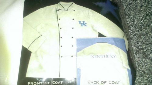NEW UK WILDCATS KENTUCKY PREMIUM TAILGATE CHEF COAT SIZE L LARGE NEW IN PACKAGE