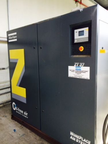 50 HP Atlas Copco ZT-37 Rotary Screw Oil-Free Compressor **Only 500 hours**