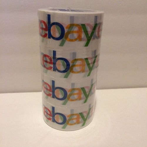 Four (4) rolls ebay logo branded shipping packaging packing tape 75 yards x 2&#034; for sale