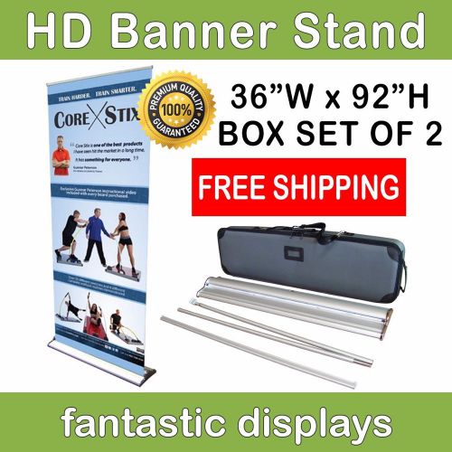 Hd retractable banner stand 36&#034; pro line up tradeshow display - box of 2 for sale