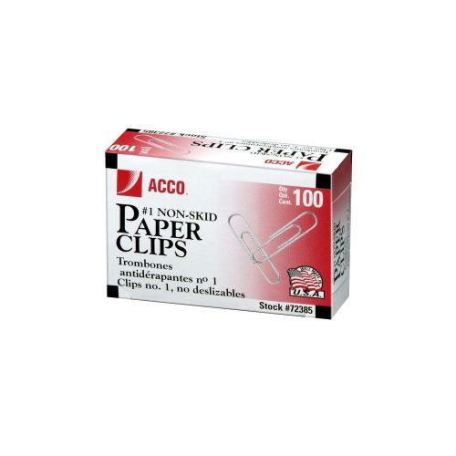 ACCO Paper Clips Economy Non-skid #1 Size 100/Box 10 Boxes (72385) 1 10 Pack