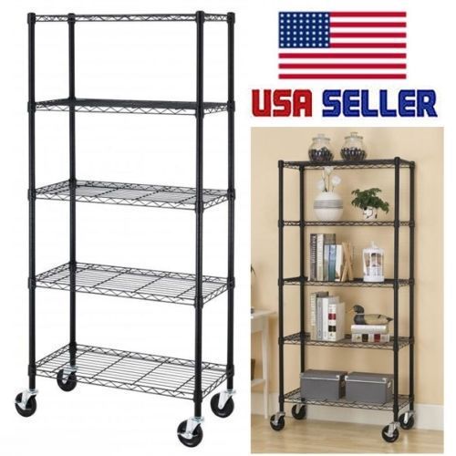 Itb 5 tier layer steel wire metal shelf home &amp; office adjustable shelving rack for sale