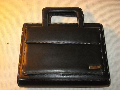 Franklin Covey Black Leather Planner Zippered Ring Binder Classic with Handles
