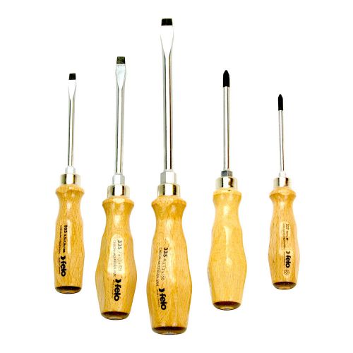 Felo 5 pc wooden handle slotted &amp; phillips  screwdriver set – made in germany for sale