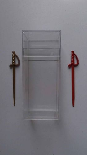 12 - New Reusable 2 piece Clear Container with 50 - 3 inch Assorted Sword Picks