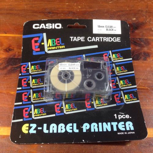 Casio 18mm EZ Label Printer Tape Black on Clear Cartridge 1 Pc NEW OLD STOCK NOS