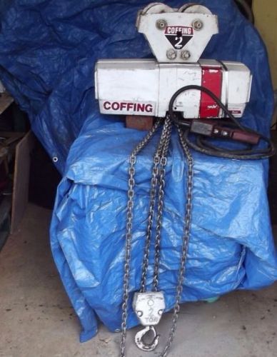 Coffing 2 ton electric chain hoist ec4008 230/460v lug with trolley for sale