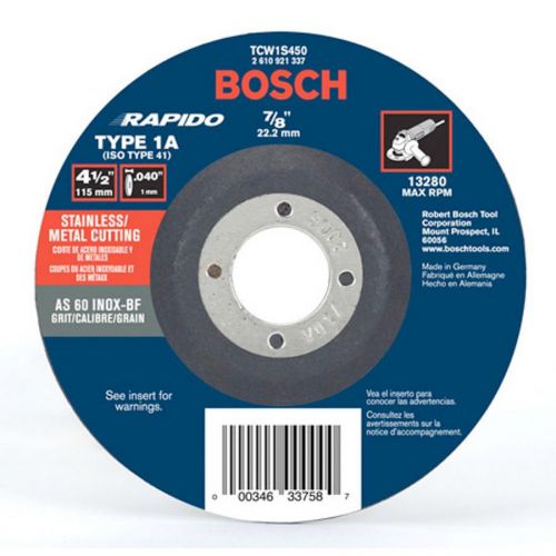Bosch tcw1s450 4-1/2&#034; x .040 7/8&#034; arbor metal cutoff wheel for sale