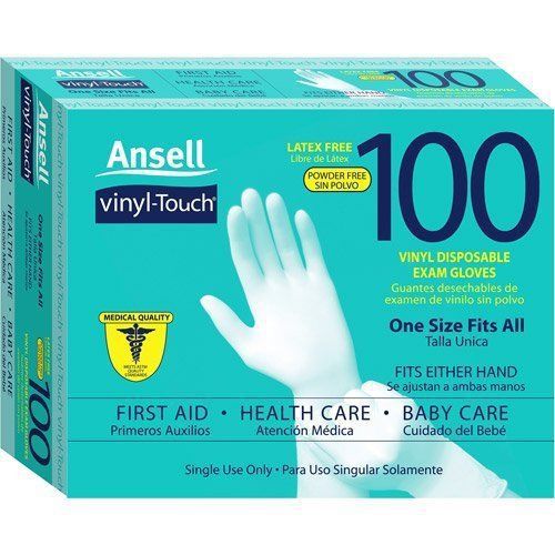 Ansell vinyl touch latex free medical quality exam gloves 100ct for sale