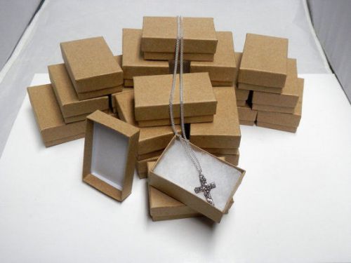 New Kraft Brown Cardboard Jewelry Boxes 2.5 x 1.5 x 1 Inches (16), Free Shipping