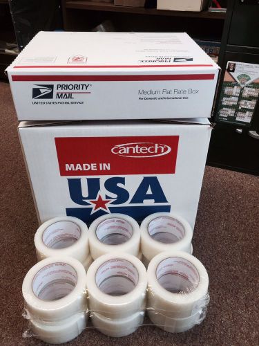 48mmX100m / 2 x 110 Clear Cantech Box Sealing Tape, 1/2 Case of 18, #253 1.8 mil