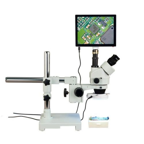 Omax 3.5x-90x 5mp touchscreen camera zoom stereo microscope+144 led ring light for sale