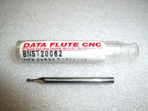 Data flute 1/16&#034; x 1/8&#034; x 1/8&#034; x 1-1/2&#034; 3 fl bnst20062 ball carbide end mill for sale