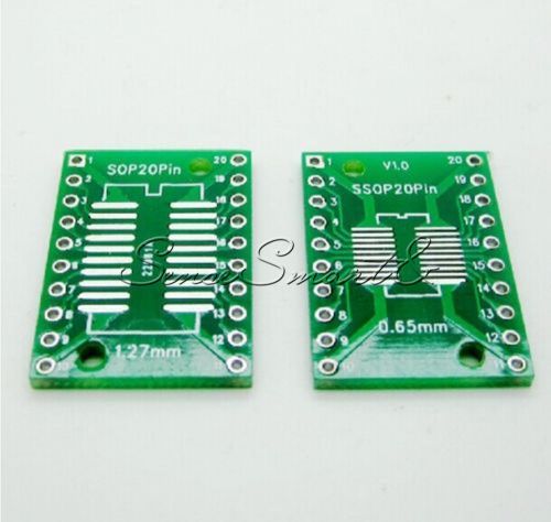50pcs SOP20 SSOP20 TSSOP20 To DIP20 Pitch 0.65/1.27mm  Adapter PCB Board
