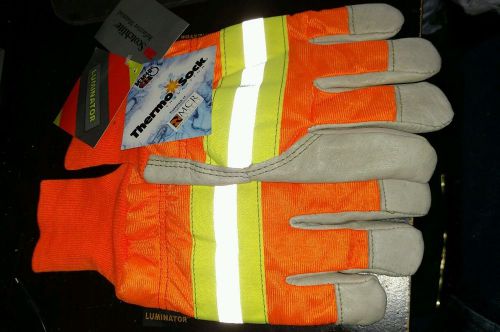 Mcr memphis safety luminator winter work insulated leather gloves l / large for sale